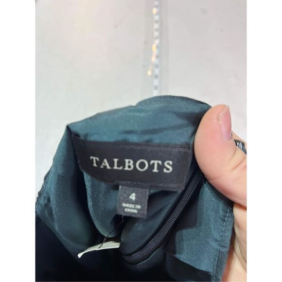 NWT Talbots Teal Silk Gazar pencil straight skirt Size 4 Side Zip Luster new 119 - Picture 3 of 9
